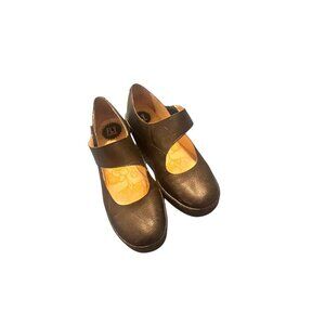 Fly London Yasi Leather Mary Jane Wedge Shoes Black Slip-On Womens Size 39/8.5